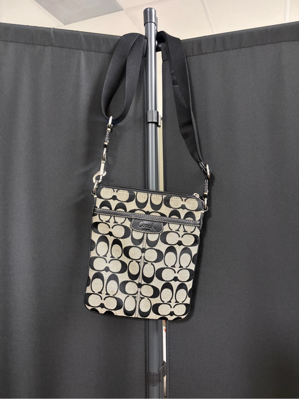 Coach Black/Grey Signature Small Crossbody Bag - Picture 2 of 6